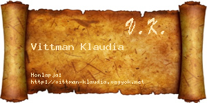 Vittman Klaudia névjegykártya